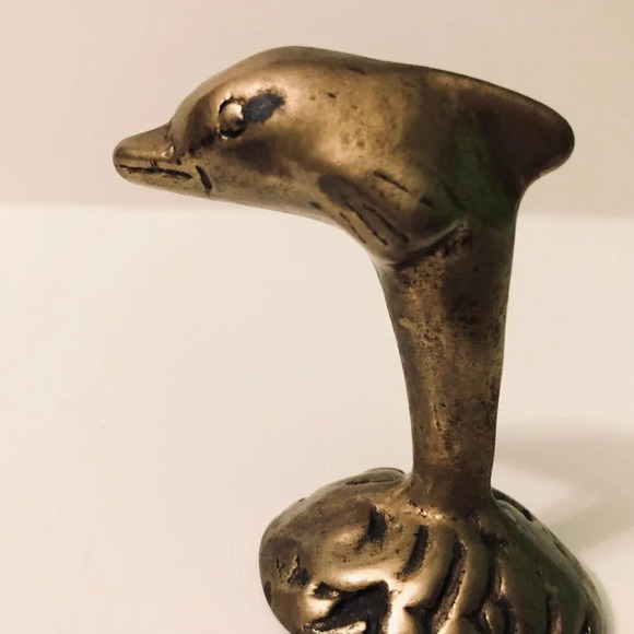 Vintage Small Brass Dolphin Figurine 2.75 Inch Tall - Picture 10 of 10